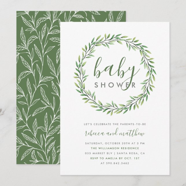 Invitación Baby Shower del par de la tipografía elegante y (Anverso / Reverso)