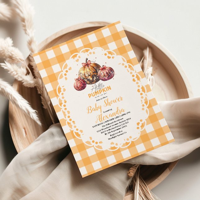 Invitación Baby Shower del parche de calabaza para disco (Subido por el creador)