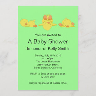 Invitación Baby Shower del pato amarillo