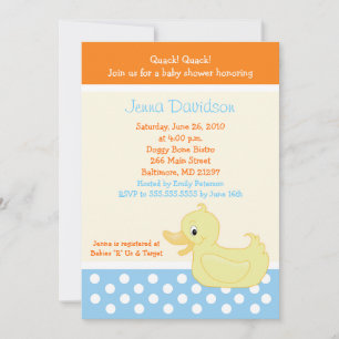 Invitación Baby Shower del pato amarillo