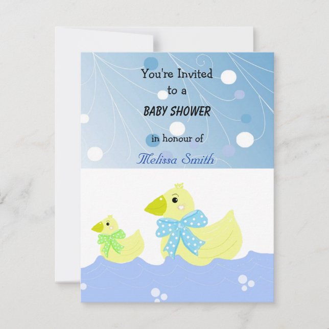 Invitación Baby Shower del pato amarillo (Anverso)