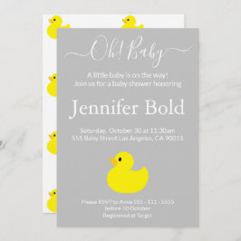 Invitación Baby Shower del pato de goma amarillo