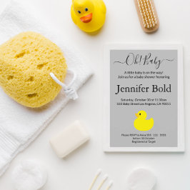 Invitación Baby Shower del pato de goma amarillo