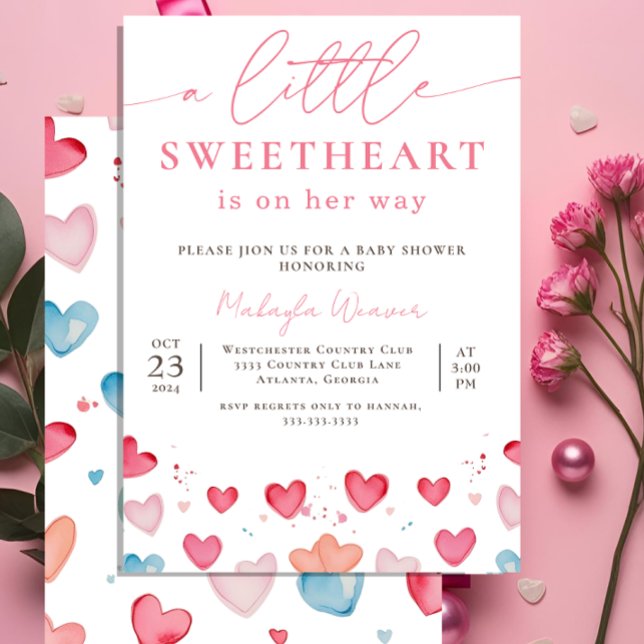 Invitación Baby Shower del patrón de corazón lindo pequeño (Subido por el creador)