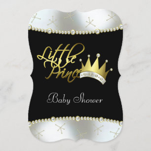 Invitación Baby Shower del pequeño príncipe elegante negro y 