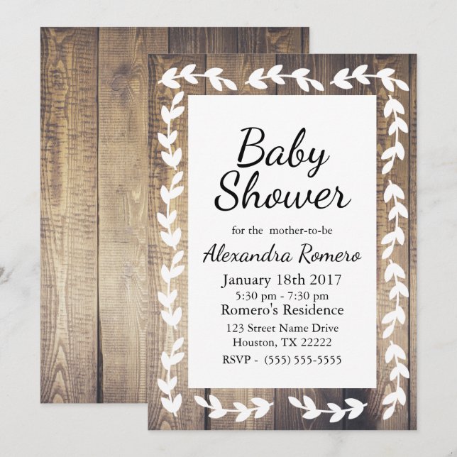 Invitación Baby Shower del premio Rustic Barn Wood White Coun (Anverso / Reverso)