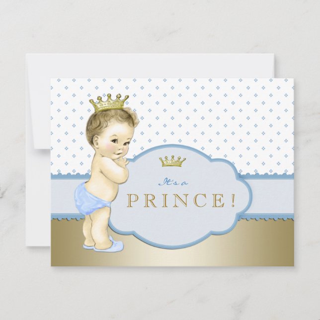 Invitación Baby Shower del Principito Azul (Anverso)