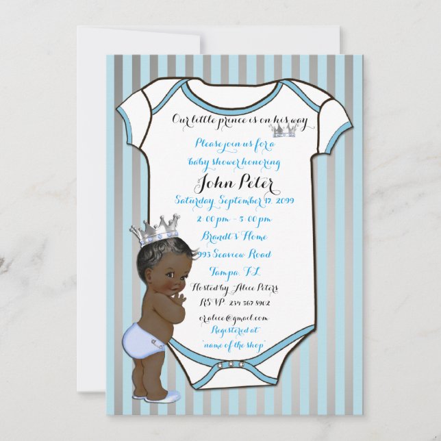 Invitación Baby Shower del Principito, de moda, mo (Anverso)