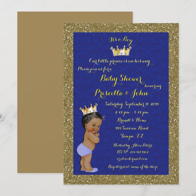 Invitación Baby Shower del Principito, de moda, mo (Anverso / Reverso)