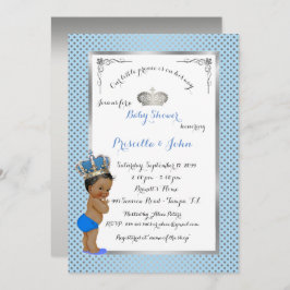 Invitación Baby Shower del Principito, plata, azul