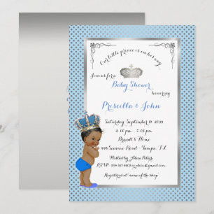 Invitación Baby Shower del Principito, plata, azul