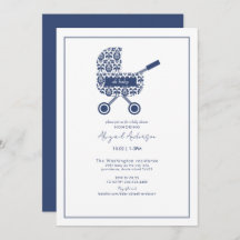 Invitación Baby Shower del programa Damask de la M