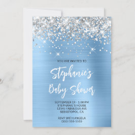 Invitación Baby Shower del Registro en línea de Glam Plata y 
