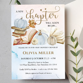 Invitación Baby Shower del tema del libro Caída Calabaza Azul