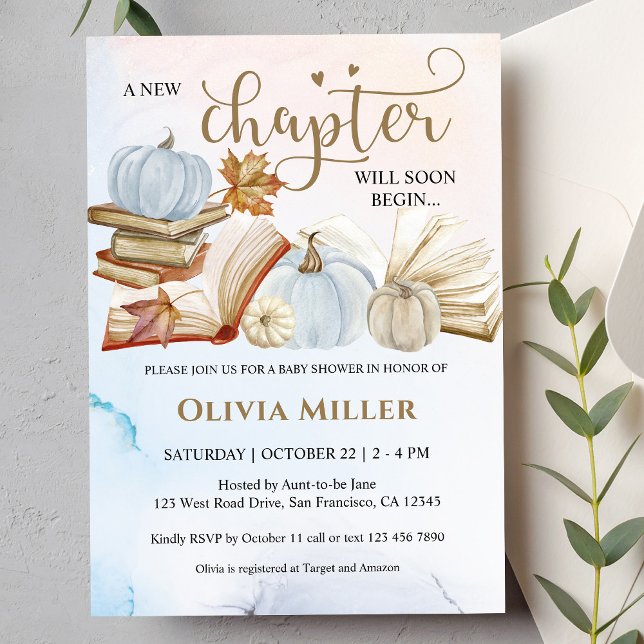 Invitación Baby Shower del tema del libro Caída Calabaza Azul (Subido por el creador)