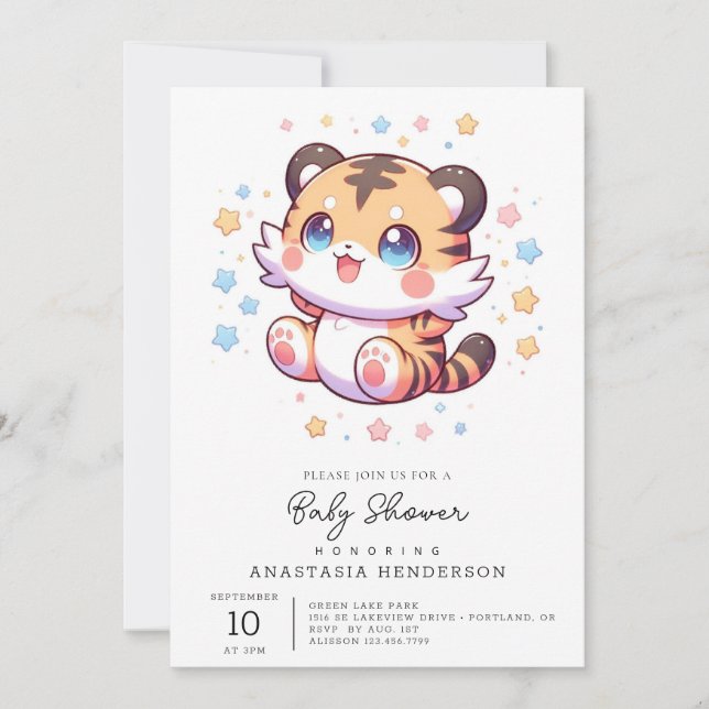 Invitación Baby Shower del tigre de la jungla (Anverso)
