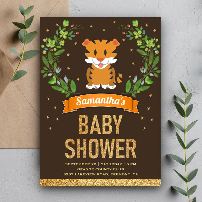 Invitación Baby Shower del tigre mate de Safari mate Jungle (Subido por el creador)