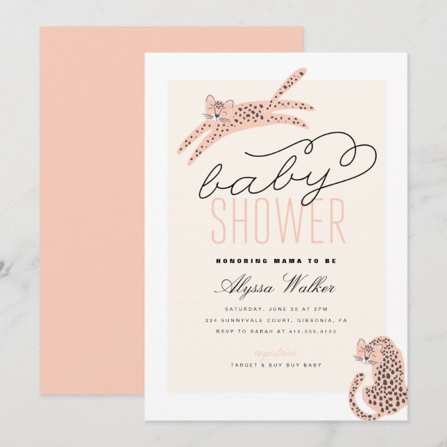 Invitación Baby Shower del tigre tema de la jungla (Anverso / Reverso)