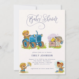 Invitación Baby Shower del Tractor de la Granja de