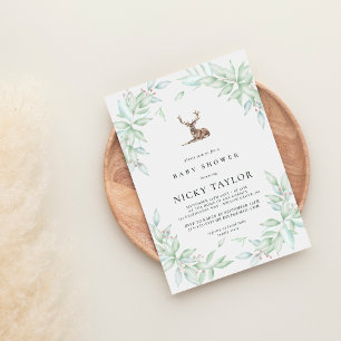 Invitación Baby Shower del venado de marco de flotación de Wo
