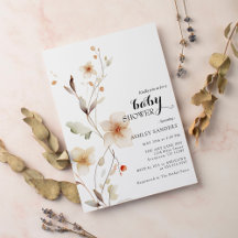 Invitación Baby Shower del Wildflower White Boho