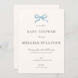 Invitación Baby Shower Delicado Blue Bow