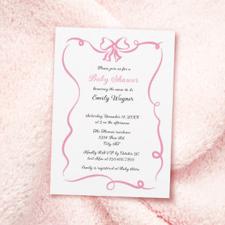 Invitación Baby Shower Delicado de color rosa