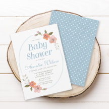 Invitación Baby Shower Delicate Floral Blue