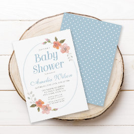 Invitación Baby Shower Delicate Floral Blue