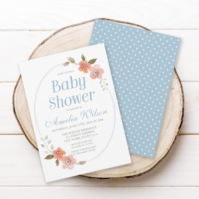 Invitación Baby Shower Delicate Floral Blue (Subido por el creador)