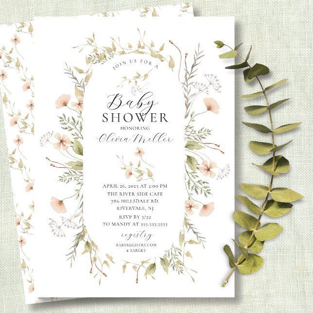 Invitación Baby Shower Delicate Wildflowers (Subido por el creador)