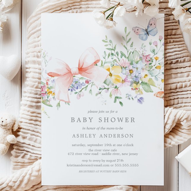 Invitación Baby Shower Delicate Wildflowers (Subido por el creador)