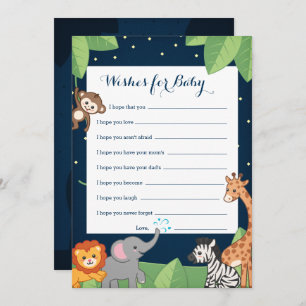 Invitación Baby Shower "Deseos de bebé" de animales salvajes