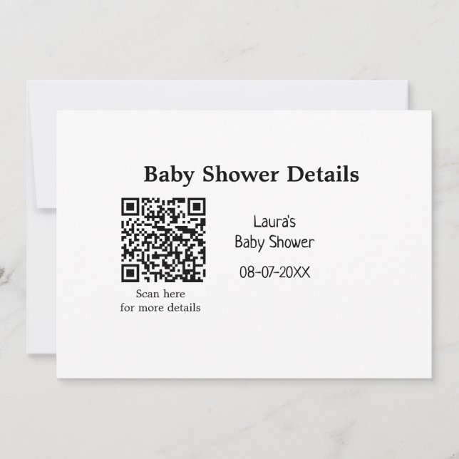 INVITACIÓN BABY SHOWER DETALLA EL CÓDIGO QR SCAN MÍNIMO RU MO (Anverso)