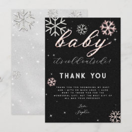 Invitación Baby Shower, Diamante de imitación de invierno neg