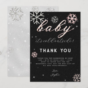 Invitación Baby Shower, Diamante de imitación de invierno neg
