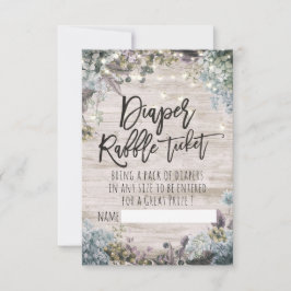 Invitación Baby Shower Diaper Raffle Ticket Flor Light Wood