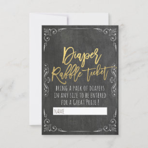 Invitación Baby Shower Diaper Raffle Ticket Floral Chalkboard