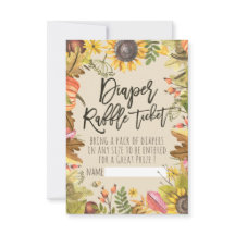 Baby Shower Diaper Raffle Ticket Pumpkin Sunflower