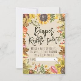Invitación Baby Shower Diaper Raffle Ticket Pumpkin Sunflower