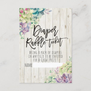 Invitación Baby Shower Diaper Raffle Ticket Succulood
