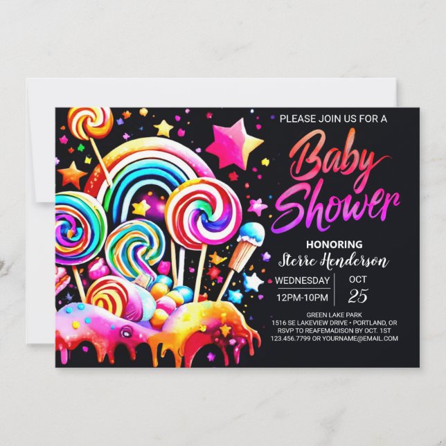 Invitación Baby Shower Digital Candyland (Anverso)