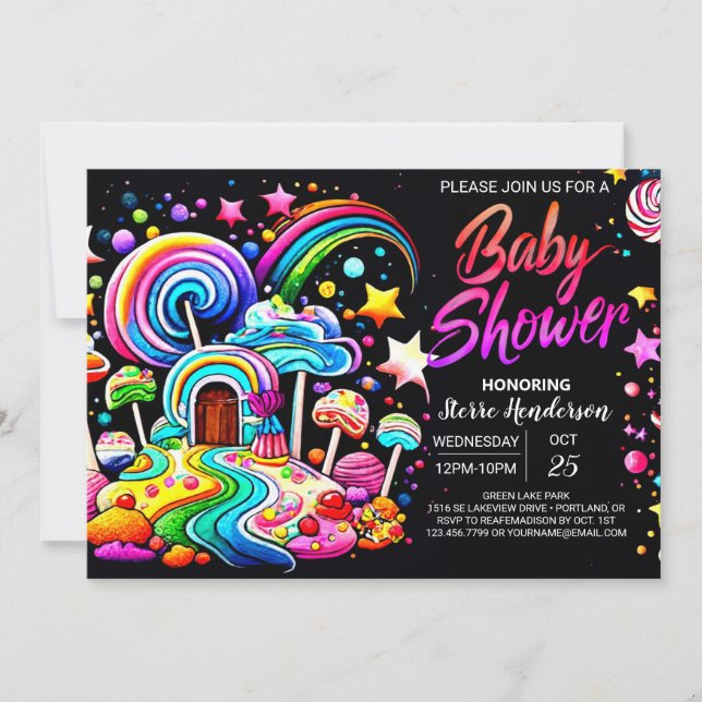 Invitación Baby Shower Digital Candyland (Anverso)