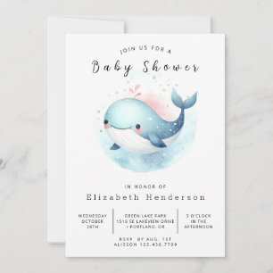 Invitación Baby Shower digital de ballenas moderno
