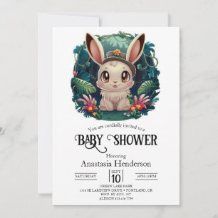 Invitación Baby Shower digital de conejo con encanto
