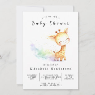 Invitación Baby Shower digital de jirafa bohemias