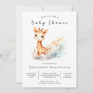 Invitación Baby Shower digital de jirafa bohemias