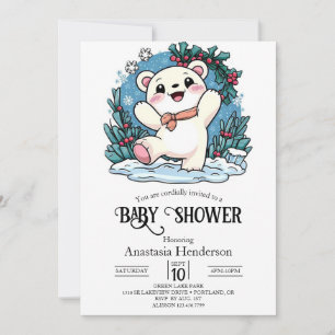 Invitación Baby Shower digital de oso polar de bonito