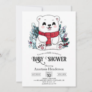 Invitación Baby Shower digital de oso polar de Nieve de bonit