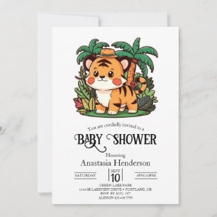 Invitación Baby Shower digital de tigres bonitos mágicos